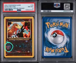 2001 POKEMON GAME MOVIE POKEMON 3 MOVIE PROMO #34 ENTEI-REVERSE FOIL PSA 8 Swirl - Image 1