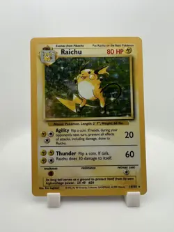 1999 Pokemon Base Set Raichu 14/102 Holo Rare WOTC – LP - Image 1