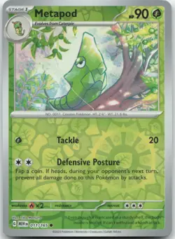 Metapod 011/165 Reverse Holo Scarlet & Violet 151 Pokemon Card MINT - Image 1