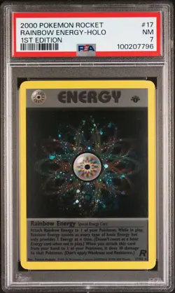 PSA 7 Rainbow Energy Holo #17 Rocket 1st Edition Pokemon Card 2000 - Image 1