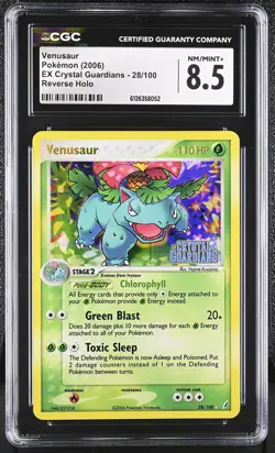 CGC 8.5 Venusaur EX Crystal Guardians 28/100 Reverse Holo STAMPED Pokemon Card - Image 1