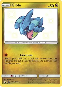 Gible SV38/SV94 SM Hidden Fates Holo Shiny Baby Rare Pokemon Card MINT - Image 1