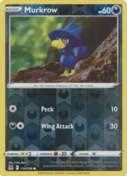 Murkrow 114/196 SWSH Lost Origin Reverse Holo Pokemon Card MINT - Image 1