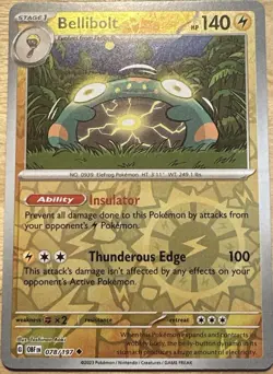 Bellibolt 078/197 SV03 Obsidian Flames Reverse Holo Pokemon Card MINT - Image 1