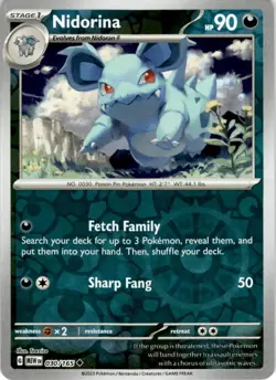 Nidorina 030/165 REVERSE HOLO Scarlet & Violet 151 Pokemon Card MINT - Image 1