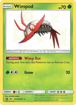 Wimpod SV4/SV94 SM Hidden Fates Holo Shiny Baby Rare Pokemon Card MINT - Image 1