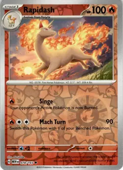 Rapidash 078/165 REVERSE HOLO Scarlet & Violet 151 Pokemon Card MINT - Image 1
