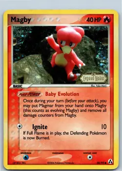 Pokemon Card - Magby Legend Maker 58/92 Common Reverse Holo Stamped - Image 1