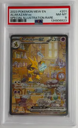 Alakazam EX Holo PSA 8 201/165 Sv: Scarlet & Violet 151 Pokemon Card 2023 NM MT - Image 1