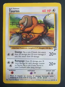 Tauros 62/130 - Base Set 2 - Pokemon Card - Lightly Played - Image 1