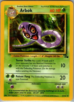 Arbok 31/62 Non Holo Fossil - Pokemon Card - NM - Image 1
