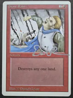 Signed MtG Magic Daniel Gelon Artist Proof _ Revised _ STONE RAIN _ VHTF 1/100! - Image 2