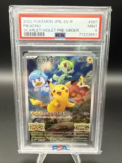 2022 POKEMON JAPANESE SV PROMO SCARLET & VIOLET PRE-ORDER #001 PIKACHU PSA 9 - Image 1