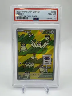 Pokemon Pidgey 207/197 SV03 Obsidian Flames Holo Illustration Rare PSA 10 - Image 1