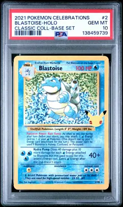 2021 POKEMON CELEBRATIONS CLASSIC COLL #2 BLASTOISE-HOLO PSA 10 - Image 1