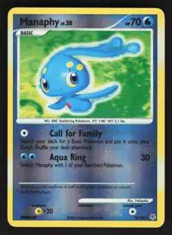 Manaphy 9/130 Reverse Holo Pokemon TCG Diamond and Pearl HP - Image 1