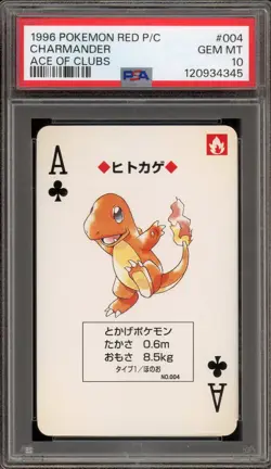 Pokemon Red Playing Cards Charmander Ace of Clubs #004 PSA 10 Gem Mint - Image 1