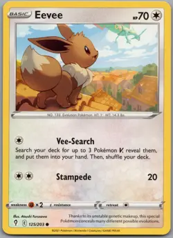 Pokemon TCG Eevee 125/203 SWSH07: Evolving Skies Regular Near Mint NM - Image 1