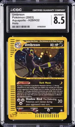 2003 POKEMON AQUAPOLIS HOLO #H29 UMBREON CGC 8.5 - Image 1