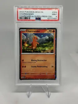 2024 POKEMON MEW EN-151 CHARIZARD EX SUPER-PREM COLL #004 CHARMANDER PSA 9 - Image 1