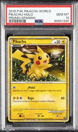 2010 POKEMON WORLD COLL SPANISH PIKACHU-HOLO PSA 10 - Image 1