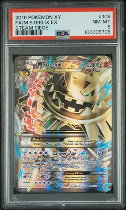 PSA 8 2016 POKEMON XY STEAM SIEGE 109 FULL ART M STEELIX EX - Image 1