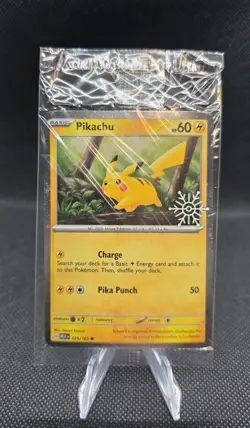 Pikachu 025/165 - Sealed Holiday Calendar Snowflake Stamped Promo Holo Pokemon - Image 1