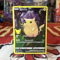 Pokemon Pikachu Celebrations Holo 60 HP Basic 005/025 Thunder Jolt Gnaw Card - Image 1