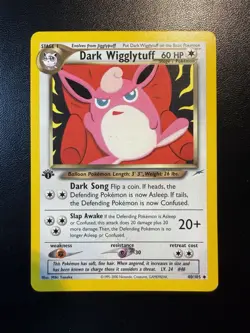 Pokemon TCG Neo Destiny Dark Wigglytuff Card 40/105 1st edition - Image 1