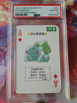1996 Pokemon Bulbasaur Ace of Diamond Red Charizard Playing Card PSA 10 Gem Mint - Image 1
