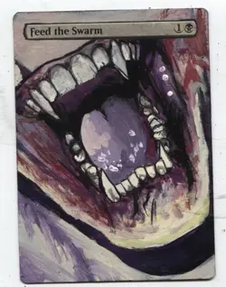 Feed the Swarm Altered Art Mtg Hand Painted Card Commander - Image 1
