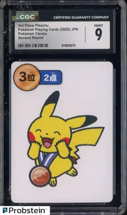 2025 Pokemon Japanese Takura Playing Cards Second Round 3rd Place Pikachu CGC 9 - Image 1
