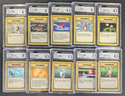 Lot (10) 1999 Pokemon Assorted CGC Graded Trainer Cards w/ Gamble - Image 1