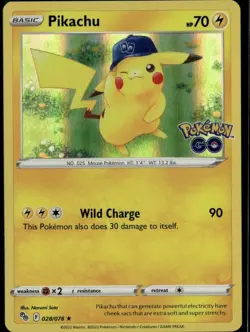 Pikachu (28) Holo Rare Pokemon GO 028/078 Lightning Holo Pokemon Card - Image 1