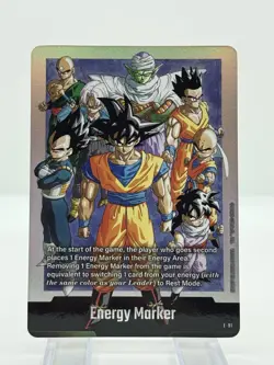 Bandai Dragon Ball Super Card Game Energy Marker E-91 Holo Vegeta Goku Krillin - Image 1