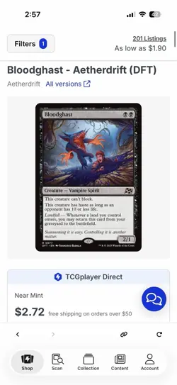 MTG Aetherdrift Bloodghast Regular Card #337 - Image 1