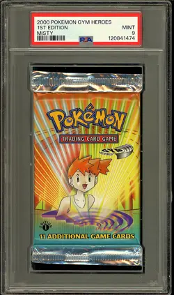 Pokemon 2000 Vintage WOTC 1st Edition Gym Heroes Misty Sealed Booster Pack PSA 9 - Image 1