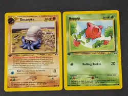 Omanyte 60/75 & Hoppip 55/75 1st Editions Neo Discovery Pokemon TCG Wotc LP - Image 1