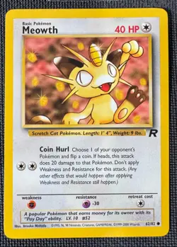MEOWTH 62/82 COMMON TEAM ROCKET POKEMON MP/LP - Image 1
