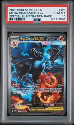 2025 POKEMON PFL EN-PHANTASMAL FLAMES #125 MEGA CHARIZARD X EX PSA 10 - Image 1