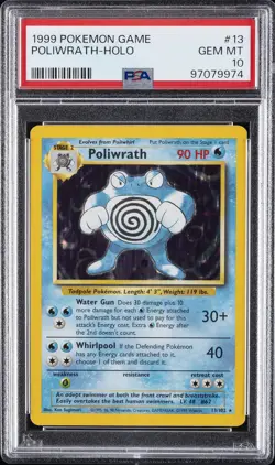 1999 POKEMON BASE SET UNLIMITED #13 POLIWRATH-HOLO PSA 10 - Image 1