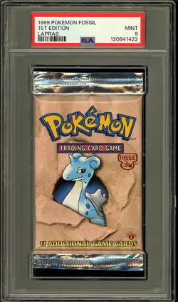 Pokemon 1999 Vintage WOTC 1st Edition Fossil Lapras Sealed Booster Pack PSA 9 - Image 1