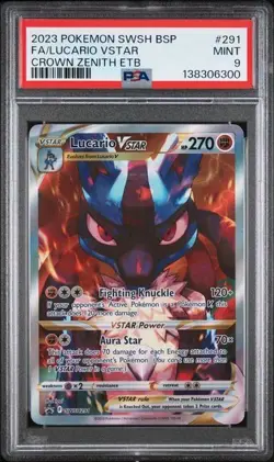 2023 POKEMON SWSH BLACK STAR PROMO #291 FULL ART/LUCARIO VSTAR PSA 9 - Image 1