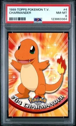 Graded PSA 8 1999 Topps Pokemon T.V. Charmander #4 - Image 1