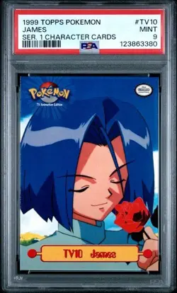 1999 James TV10 Pokemon Topps Series 1 T.V. Character PSA 9 MINT - Image 1
