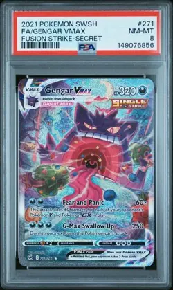 2021 POKEMON SWORD & SHIELD FUSION STRIKE SECRET #271 FULL ART/GENGAR VMAX PSA 8 - Image 1