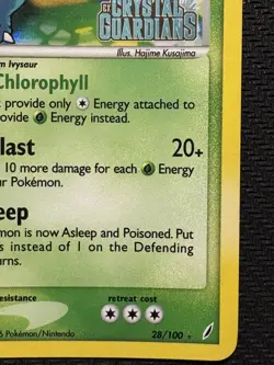 Pokemon Venusaur EX Crystal Guardians 28/100 Reverse Holo Stamped LP Excellent - Image 4