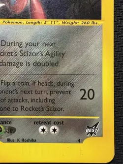 Pokemon TCG Rocket’s Scizor Promo Best Collection 4 2002 Rare HP Vintage WOTC - Image 4