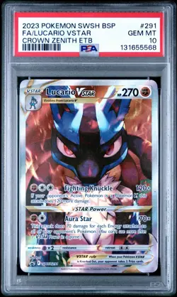 2023 Pokemon SWSH BSP Crown Zenith ETB #291 FA Lucario VSTAR PSA 10 - Image 1