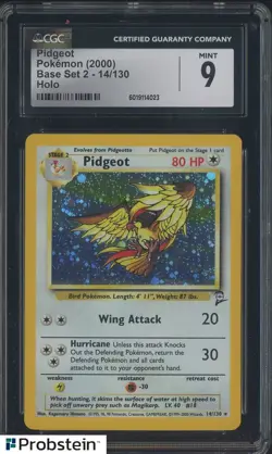 2000 Pokemon Base Set 2 #14 Pidgeot Holo CGC 9 MINT - Image 1